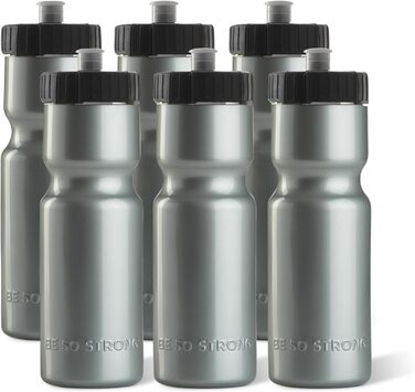 Спортивні пляшки для води 50 Strong, набір з 6, 650 мл, BPA Free, різні кольори, легка кришка Push/Pull, для команди
