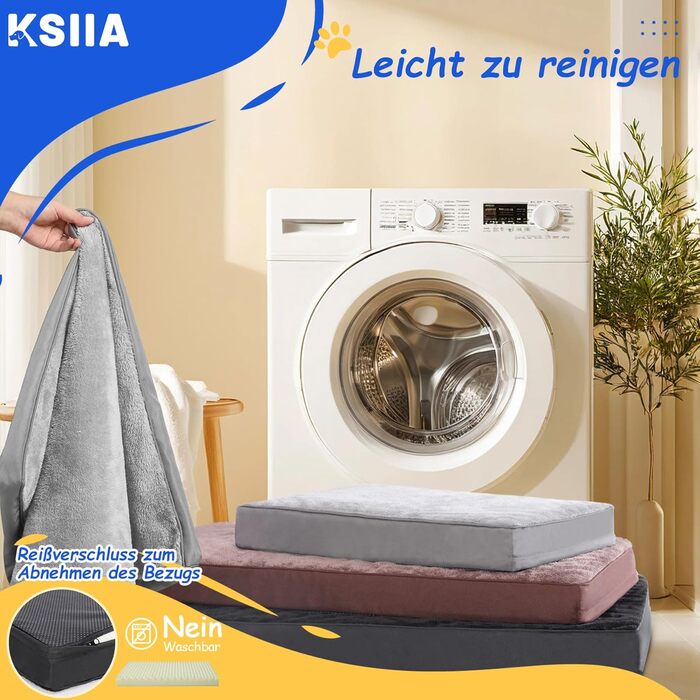 Ортопедичне ліжко для великих собак KSIIA XL, м'який знімний чохол, темно-сірий, 105x70x8 см, пране, лежак-матрац для собак
