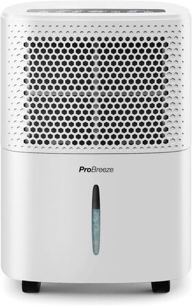 Осушувач повітря Pro Breeze 12 л/24 год для кімнат до 120 м³, з цифровим дисплеєм, таймером, дренажним шлангом, 3 режимами, проти вологи і плісняви, білий