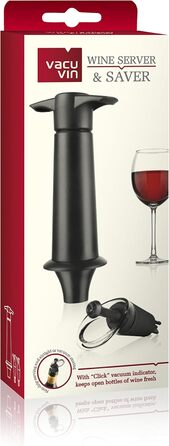 Вакуумна помпа для вина Vacu Vin з дозатором і кришкою, пластик, чорна, 5x8,3x22 см