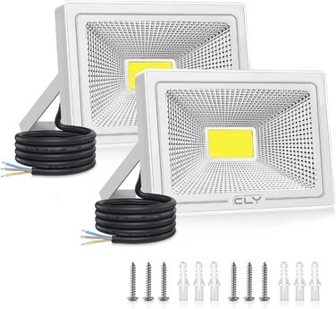 LED прожектор CLY для вулиці 50W, 2 шт, 4300 Лм, холодне біле світло 6500K, IP66, водонепроникний, для двору, гаража, саду