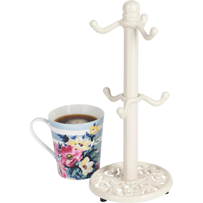 Підставка для чашок KitchenCraft, чавунна, біла, на 6 чашок, 30x13x13 см