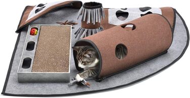 Килимок для котів CanadianCat Calvin, інтерактивний ігровий інтелектуальний килим, сірий/коричневий, 90x90x20 см
