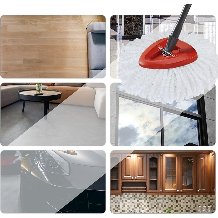 12 шт. змінних насадок для швабри O-Cedar Spin Mop, мікрофібра, легке очищення, 360° обертання, підходить для всіх твердих підлог