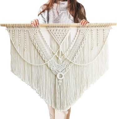 Великий макраме килим на стіну Boho 110x82 см, ручна робота для спальні, балкона, настінний декор, подарунок для жінок