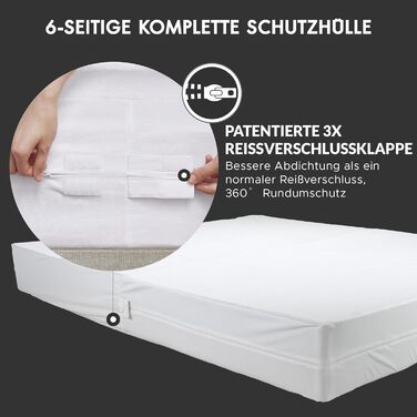 Гіпоалергенний матрацний чохол Degrees of Comfort 90x200 см, водонепроникний, анти-кліщовий та захист від постільних клопів, бавовняна поверхня, на матраци висотою 13-16 см, з блискавкою