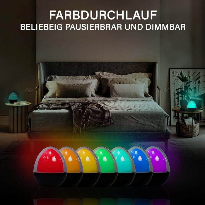 Світильник нічник MegaLight LED для дітей з RGB-підсвіткою, диммером і таймером, сенсорне керування, USB, безпечний для немовлят (Ovo)