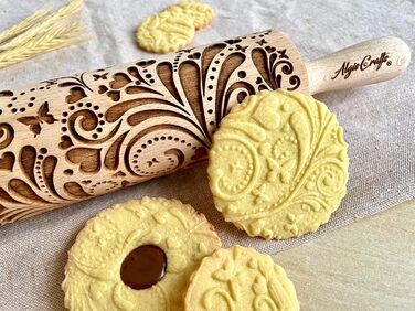FRÜHLING – качалка для тіста з гравіруванням сердець і метеликів, для домашньої випічки, печива, тіста, від Algis Crafts