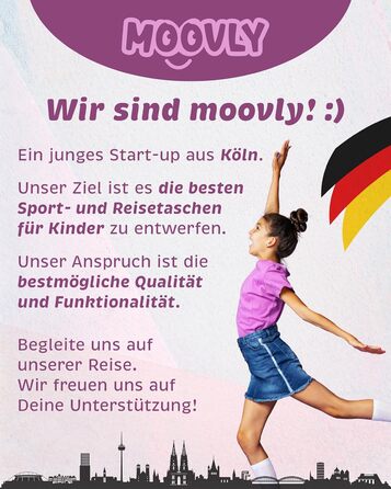 Дитяча спортивна сумка moovly 25 л для дівчат, середній розмір, з відділенням для взуття та вологих речей, м'який регульований ремінь, для спорту, плавання, подорожей