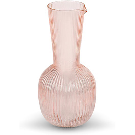 Ребриста скляна карафа elle decor 1,1 л, для води, вина, коктейлів, сангрії, рожевого кольору – стильний глечик для напоїв, бару та вечірок