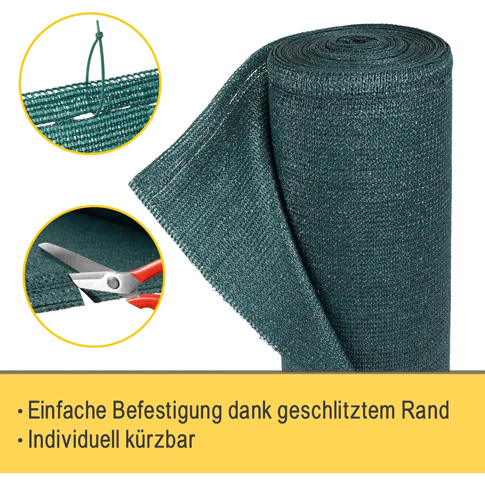 Сонцезахисна сітка Sol Royal 25x1,5 м, 165 г/м², щільна, з UV-захистом, зеленого кольору, HDPE, для саду, паркану, теплиці, з кабельними стяжками