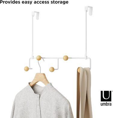 Ключниця з полицею для листів Umbra Estique, настінний органайзер із 5 гачками, білий, для передпокою