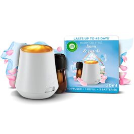 Аромадифузор Air Wick Linen & Petals з ефірними оліями, комплект: дифузор + 20 мл змінний флакон, натуральні аромати