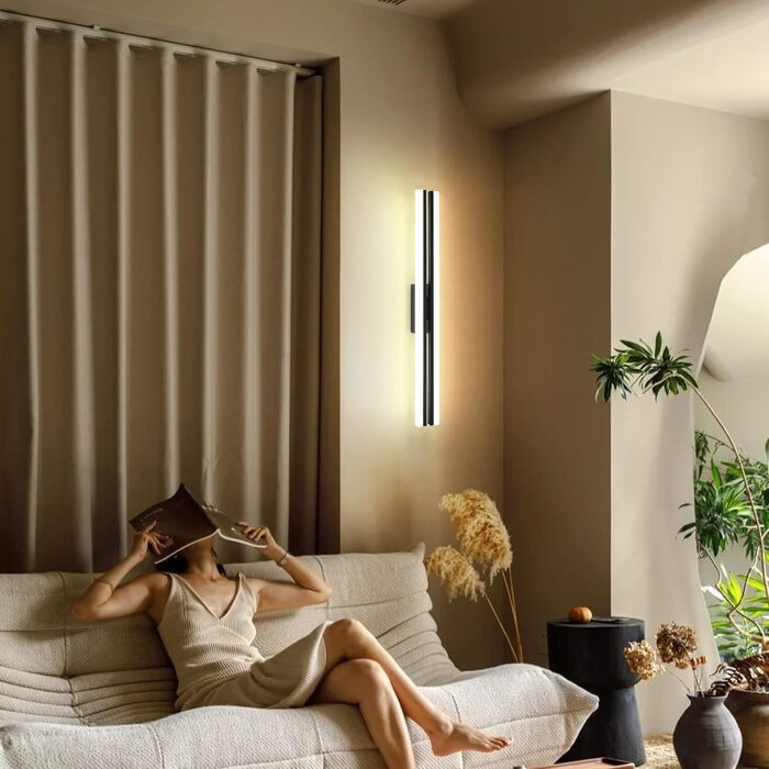 Світильник для ванної MantoLite LED, 60 см, 24 Вт, 6000K, матовий чорний, IP44, настінний для дзеркала, спальні, вітальні, суперяскравий