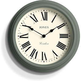 Настінний годинник JONES CLOCKS® Венеціанський, класичний, круглий, 30 см, зелений, римські цифри, традиційний дизайн, для кухні, вітальні чи спальні