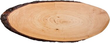 Дерев'яна дошка Batania з кори, овальна 58-65x22-26 см, натуральна, для подачі сиру, ковбаси та хліба, декоративна, унікальна текстура, довговічна, сервувальна дошка в рустикальному стилі