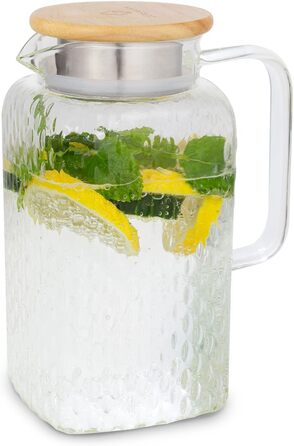Скляна карафа GLASWERK з кришкою і ситечком, 1,5 л – водяний глечик з боросилікатного скла для води, напоїв, чаю