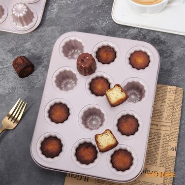 Форма для випікання CHEFMADE, міні канеле, антипригарна, 12 отворів, для кексів і мафінів, шампань золото