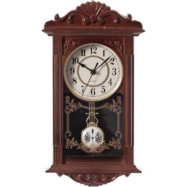 Вінтажний настінний годинник Clockswise з маятником, імітація дерева, пластиковий, на батарейках, декоративний, коричневий, для офісу, дому, вітальні, кухні чи їдальні