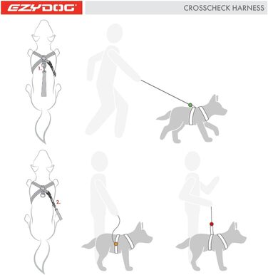 EzyDog анти-натяг шлейка для собак Crosscheck, регульована, відбивна, для малих, середніх і великих порід, XS, червона