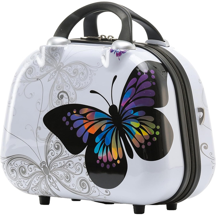 Набір валіз BEIBYE Butterfly 2060 з TSA-замком, 4 предмети: міцні жорсткі валізи-тролі, ручна поклажа та б'юті-кейс (L-66 см + S)