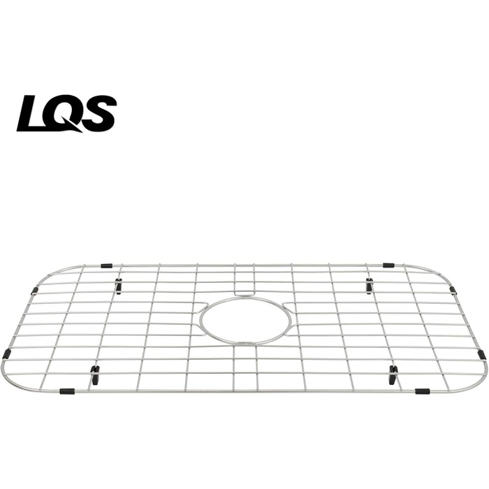 Нижня решітка для кухонної мийки LQS, 66x35,6 см, з центральним зливним отвором, для одинарних ручних мийок, нержавіюча сталь