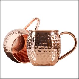 Набір з 2 мідних кухлів Sir Finley Monkey Moscow Mule, 450 мл, чиста мідь, для аюрведи, дизайн-бочка