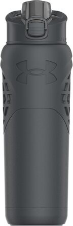Пляшка для води Under Armour з нержавіючої сталі, ізольована, з карабіном, не протікає, для дітей і дорослих, спорт, фітнес, 680 мл, шифр-графіт