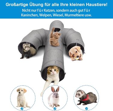 Складаний тунель для котів кактус, інтерактивна іграшка з отворами, 120×30 см, з котячою вудкою, для домашніх котів