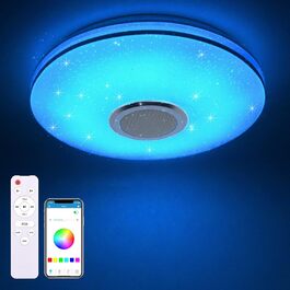 Світлодіодний стельовий світильник 36Вт з Bluetooth-колонкою, димером, RGB підсвічуванням, керуванням з пульта та додатка, музичний для спальні, дитячої, вітальні