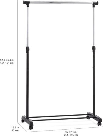 Шафа для одягу Amazon Basics з двома полицями, біла, хром, 91.5-145x42x134-161 см
