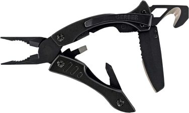 Мультитул Gerber Crucial 9-в-1 з ремінним кліпом, чорний, з різаком для ременя і фіксатором, довжина 9,1 см