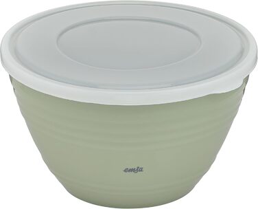 Миска для змішування Emsa Prep&Bake 2,75 л із пластику, з кришкою для зберігання, нековзке дно, для кухні, зелена