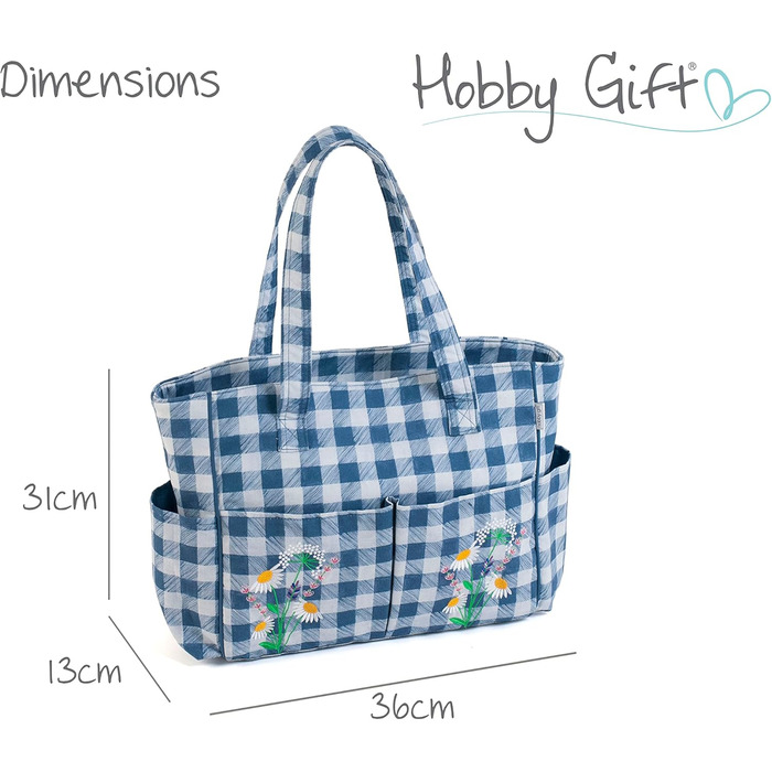 Сумка для рукоділля з бавовни Hobby Gift 13x36x31 см, клітинка з польовими квітами