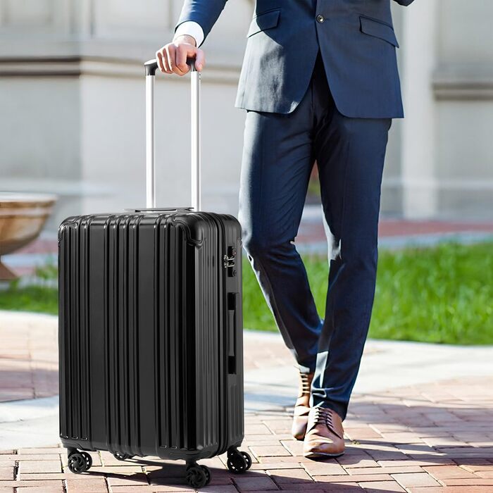 Валіза COOLIFE жорсткий корпус, ручна поклажа, легка з PC+ABS, TSA-замок, 4 колеса, міцна дорожня валіза