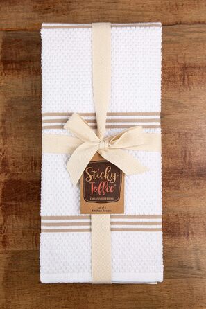 Кухонні рушники Sticky Toffee з 100% бавовни, махрові, 4 шт, 40,6x71 см, світло-коричневі, м'які і поглинаючі, для кухні, ресторану та бару