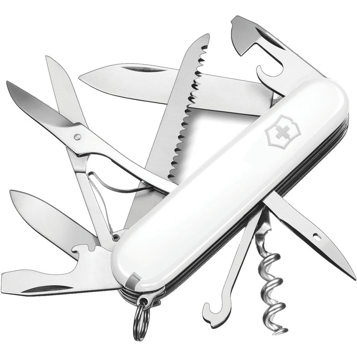 Швейцарський ніж Victorinox Huntsman, 15 функцій, білий, мультитул Swiss Army Knife з лезом, штопором, відкривачкою