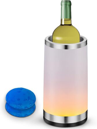 Elrigs Винний охолоджувач з RGB підсвіткою та сенсорною лампою, фляшковий охолоджувач з 2 охолоджувальними елементами для 750 мл шампанського/вина, ідеально як подарунок для жінок і чоловіків, аксесуар для вина для вечірок і вечерь