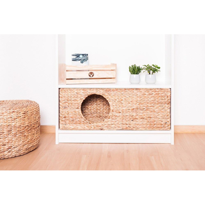 Кошик для котів з водяної гіацинти для стелажа Billy, котяча хатка 75x29x25 см, натуральний плетений будиночок для котів, кроликів, морських свинок