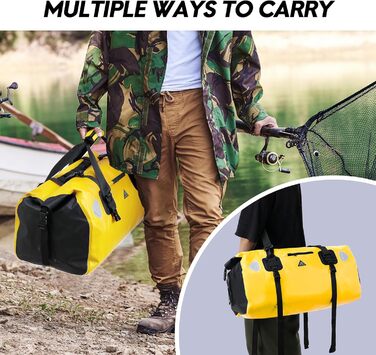 Водонепроникний рюкзак Dry Bag 70 л жовтий – герметична сумка для подорожей, кемпінгу, мотоциклів, човнів, каякінгу, SUP