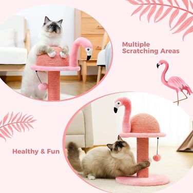 Креативний когтеточка для котів PAWZ Road Flamingo, стильний рожевий котячий комплекс, висота 48 см