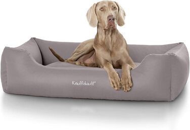 Лежак для собак Knuffelwuff Sidney XXL 120x85 см, сірий, знімний чохол, еко-шкіра, легкий догляд, для великих і малих собак