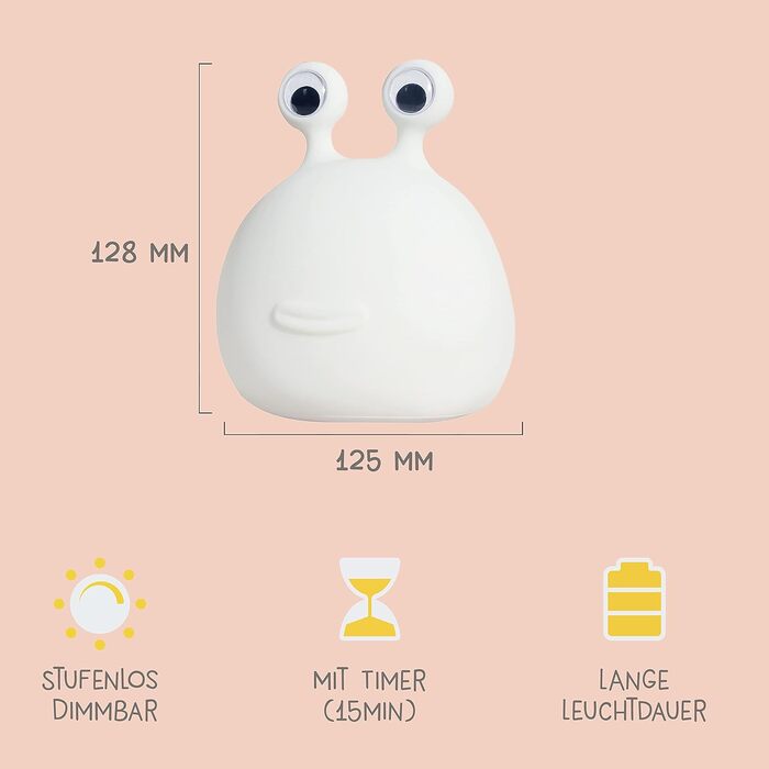 Дитячий LED нічник MegaLight з RGB-підсвіткою, диммером і таймером, сенсорне керування, нічна лампа для дитячої кімнати, USB, Momo Moon, без дрібних деталей