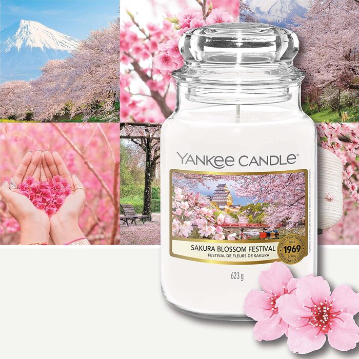 Ароматична свічка Yankee Candle Sakura Blossom Festival у склі, велика, до 150 годин, подарункова