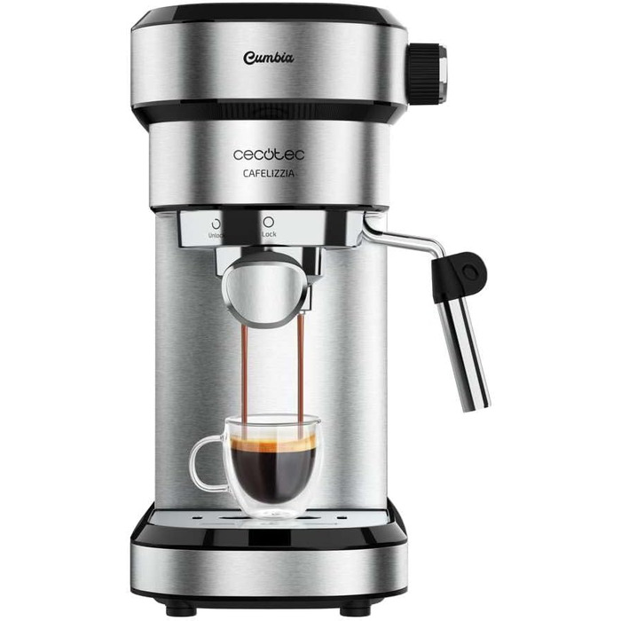 Кавоварка Cecotec Cafelizzia 790 Steel Pro, еспресо та капучино, 1350 Вт, 20 Бар, термоблок, автоматичний режим, 1,2 л, нержавіюча сталь