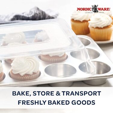 Форма для мафінів Nordic Ware з високою кришкою, 12 відділень, натуральний колір