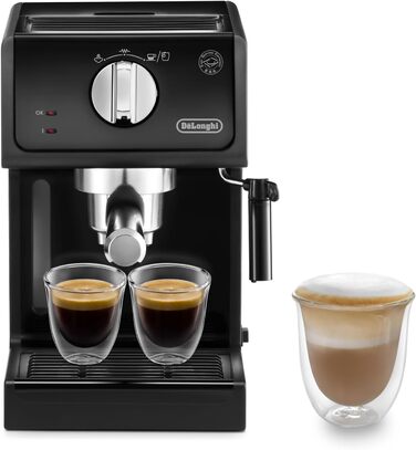 De'Longhi ECP 31.21 – еспресо-машина з холдером, чорна, 1,1 л, алюмінієва, парова насадка, для ESE-капсул