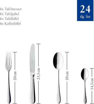 Столовий набір Villeroy & Boch Oscar 24 предмети з нержавіючої сталі для 6 осіб, придатний для миття в посудомийній машині