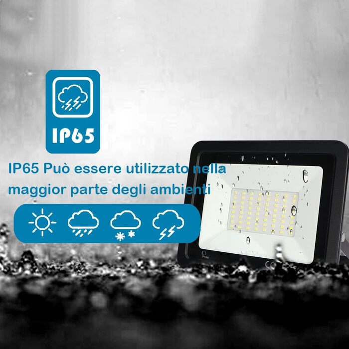 Світлодіодний прожектор для вулиці 100 Вт, IP65, 10000 Лм, тепле біле світло 3000K, водонепроникний, для двору, гаража, саду, чорний