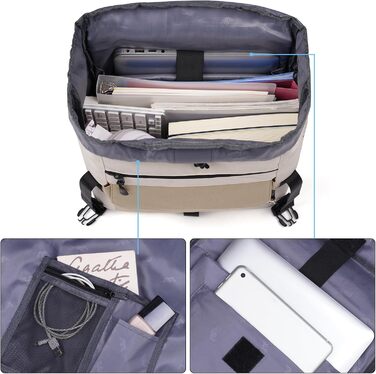 Міський рюкзак YAMTION Rolltop 17 дюймів для ноутбука, універсальний для жінок і чоловіків, підходить для школи, університету, спорту, прогулянок, велосипеду, підлітків, колір кремовий